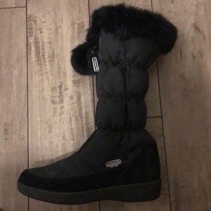 LAST CHANCE!! Coach Fur-Lined Boots with Pom Poms